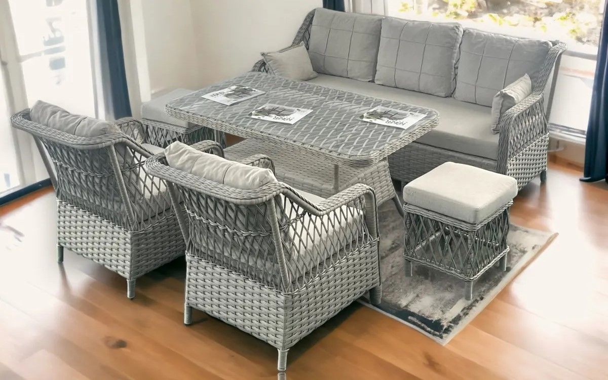 Petra Rattan 3 1 1 2puf Masa Rattan Bahçe Balkon Mobilyası
